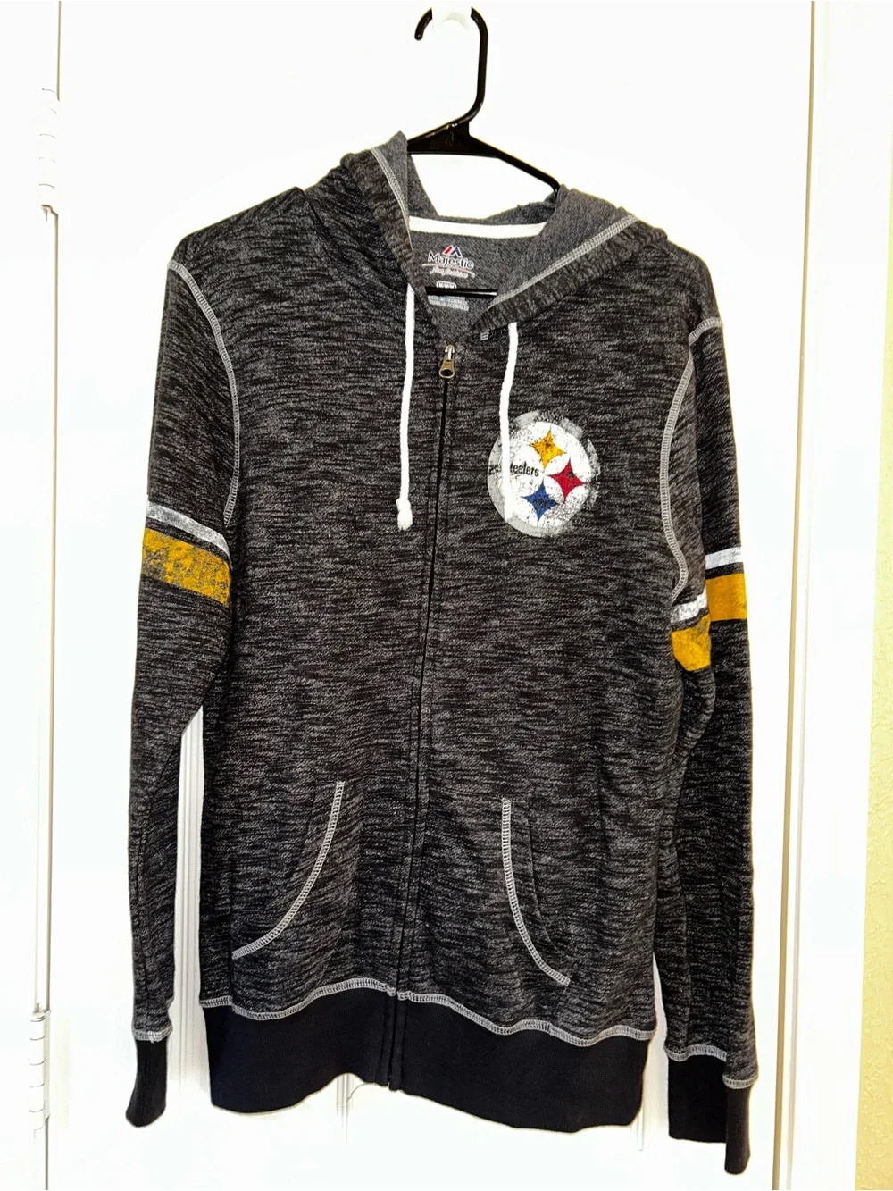 NWOT Pittsburgh Steelers Jacket Women's Medium Gray Full Zip Hoodie NFL Majestic